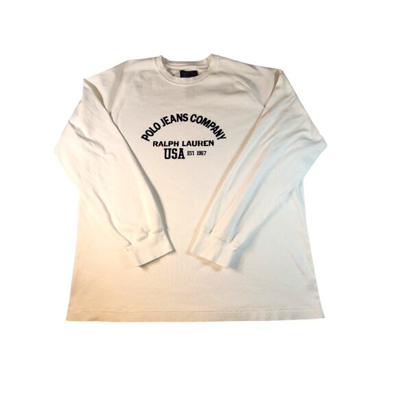 Vintage RL Polo Jeans Co. by Ralph Lauren White Spell-Out Graphic T-Shirt USA L - Picture 2 of 6